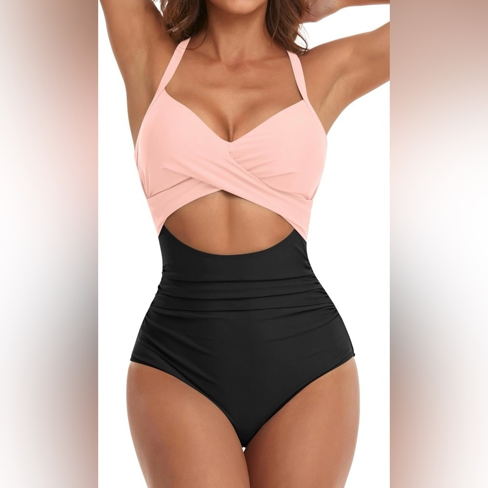 Eomenie Women's One Piece Swimsuits Tummy Control Cutout High Waisted